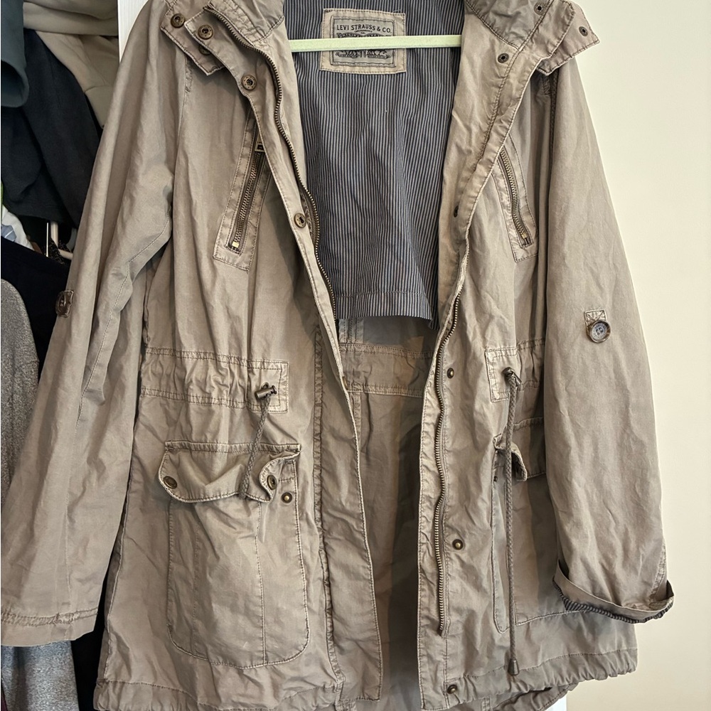 Levi Strauss Beige Utility Jacket with Removable Hood